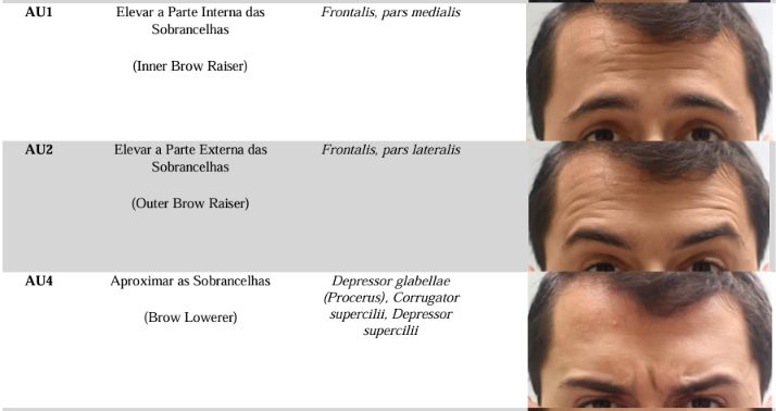 Material didático de FACS: Unidades de Ação da face superior